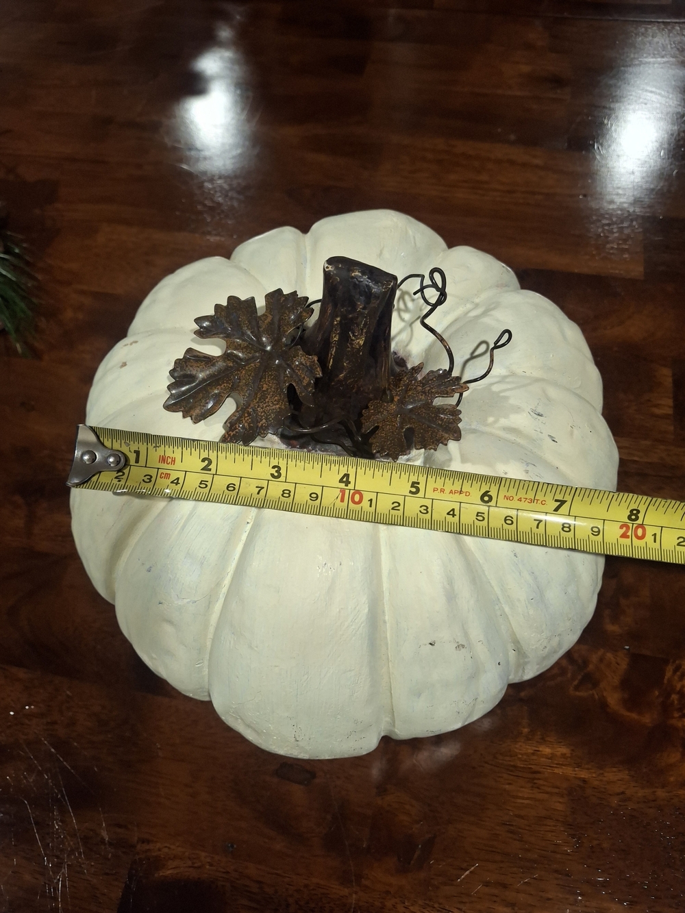 Rustic Cream Decorative Pumpkin with Stem